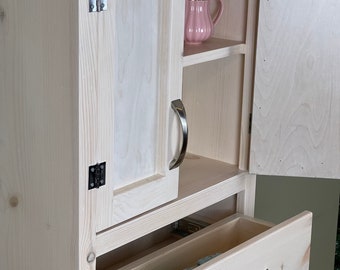 Wall Hanging Bathroom or Kitchen Cabinet with Drawer Below