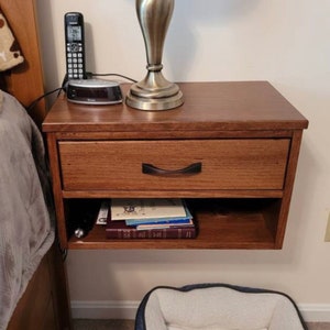 Large Floating Nightstand with Drawer, Bedside Table, Many colors available, Buy a pair and save