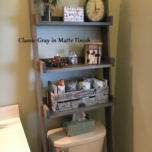Over the Toilet Ladder Shelf Classic Gray