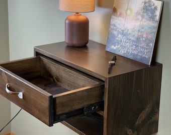 Large Floating Nightstand, Bedside Table with drawer, Buy 2 and save, many colors available