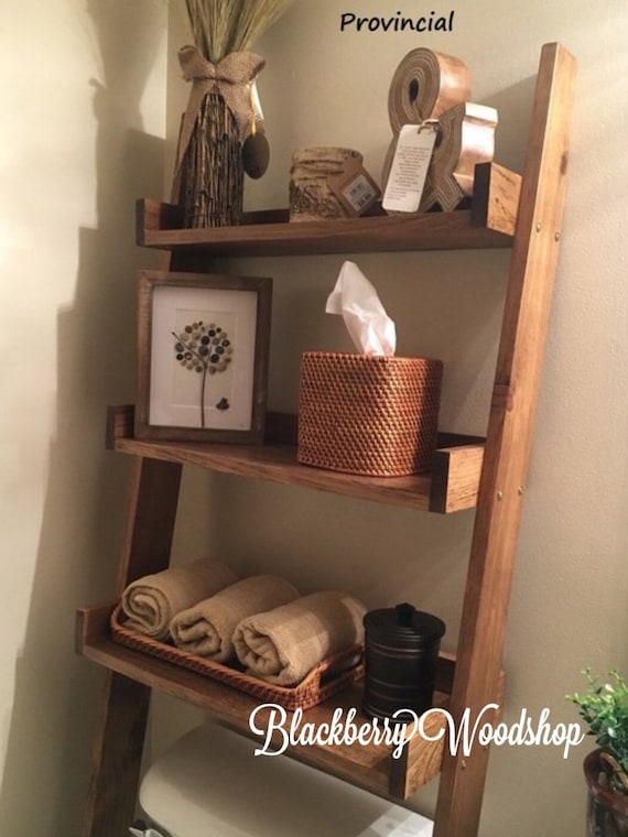 Walnut Over the Toilet Ladder Shelf, Wood Shelf, Bathroom Storage, Toilet  Paper Holder, Above Toilet Shelf, Ladder Shelf, Decorative Shelf 