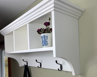 Wall Hanging Cubby Shelf with Hooks