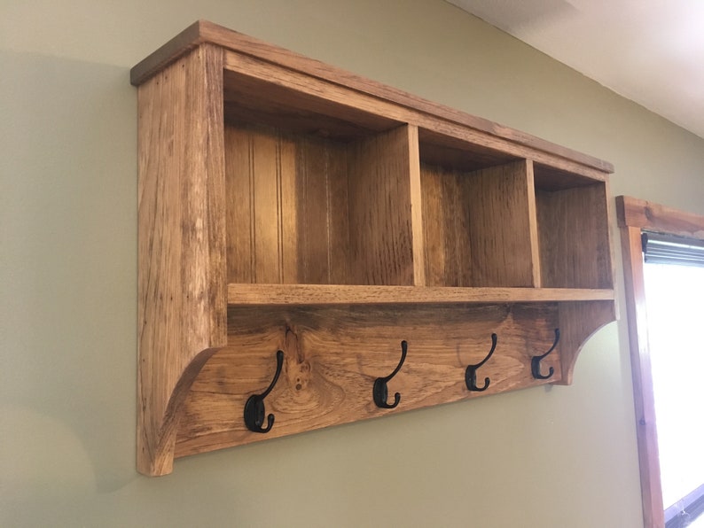Wall Hanging Cubby Shelf With Hooks Etsy