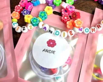DIY Bracelet Making Kit: Girl Birthday Party Favor, Personalized Name