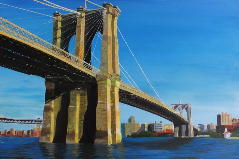 The Brooklyn Bridge. Painting Print. 12x18. image 1