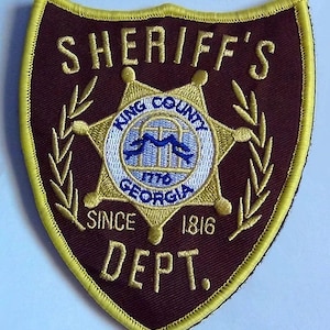 The Walking Dead King County Georgia Sheriff&#39;s Department Embroidered Patch Cosplay 4.2&quot; tall x 3.7&quot;