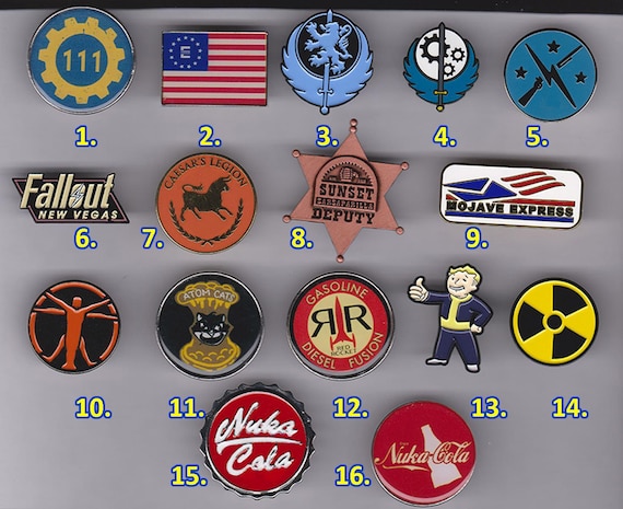 Pin Set Fallout Inspired Vault Vintage New Vegas Looking Bronze