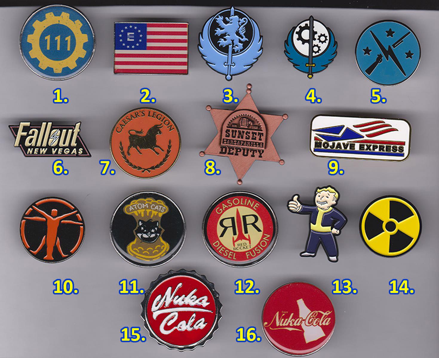 2 pin set Fallout Inspired Vault Vintage New Vegas looking bronze, metal cosplay pins (Set of 2)