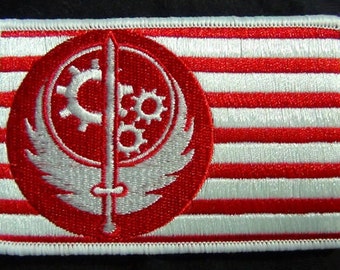 Brotherhood of Steel BOS FLAG Fallout style inspired embroidered cosplay gamer patch Hook and Loop backing