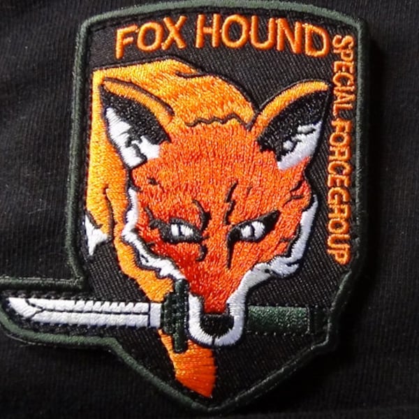 FOXHOUND Special Forces Patch Metal Gear Solid Video Gamer Cosplay Hook and Loop backing