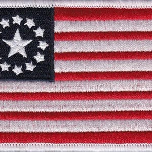 Colonial Betsy Ross Flag Patch cosplay 2.5&quot;x3.5&quot; inches Fallout-like Pre-War Hook and Loop backing