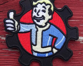 Fallout inspired Fallout Boy Vault Door style patch with 3"x3" Cosplay iron on backing