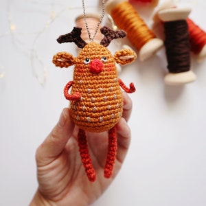 Ruddy The Reindeer Amigurumi Pattern for Christmas Tree Ornament