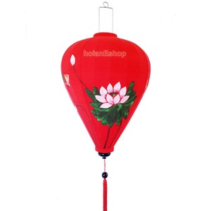 26&#39;&#39; Vietnam Silk Lanterns Hand painted Lotus Flower and Dragonfly on Cotton fabric Cotton lanterns Custom Made Bamboo Cotton Lanterns 66cm