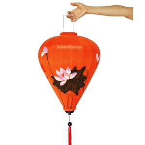 Vietnam Hand Painted Lanterns Painting Lotus Flower and Dragonfly on Cotton Lanterns- Custom Made Silk Lanterns - Bamboo Lanterns 66cm