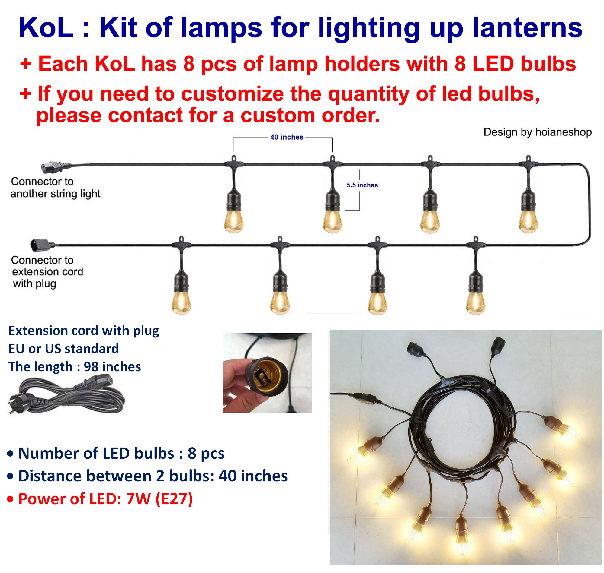Outdoor string light online holder
