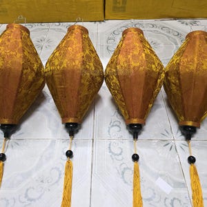 Set of 4 Bamboo Silk Lanterns: Vietnamese Wedding & Garden Decor