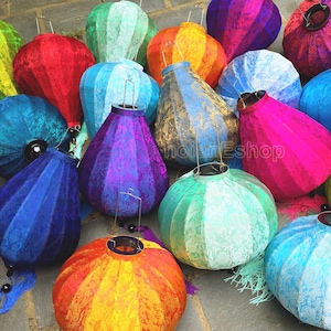 Set of 32 Vietnamese Silk Lanterns: Hoi An Wedding & Patio Decor 55cm, Restaurant Decorations