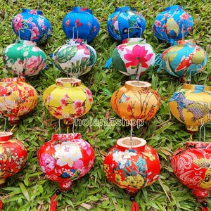 Set 16 mini silk lanterns 10cm for wedding decor String lanterns 3D flower silk lanterns for New Year decoration wedding planner