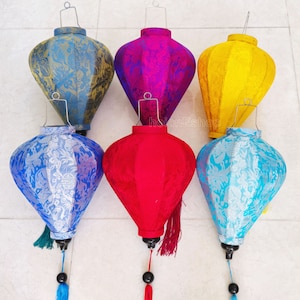 Set 6 pcs Vietnam Bamboo Silk Lanterns 35cm for Wedding Party decor - Garden Decor - Living room decor - Lantern for Patio