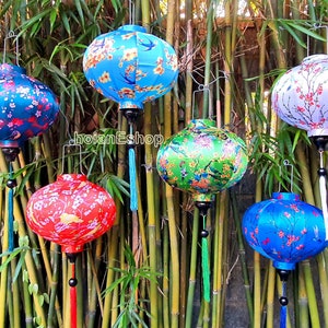 Set of 6 Hoi An bamboo silk lanterns 35cm - Mix shape and color - Personalization - Patio decoration - Wedding lanterns - Garden lanterns
