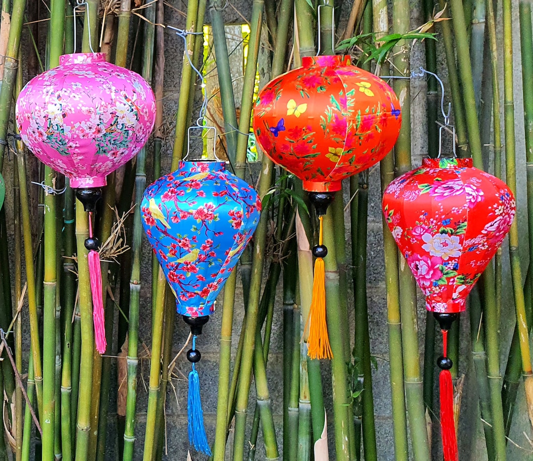 Vietnamese Hoian Silk Lanterns 35cm Set of 4 Pcs Personalization