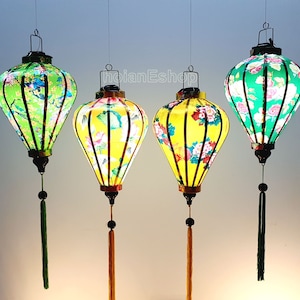 Set of 4 Vietnam bamboo silk lanterns 35cm - Customized lanterns - Personalization lanterns - Wedding lanterns - Garden lanterns