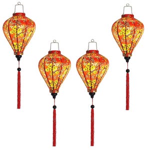 Silk Christmas Lanterns: Vietnamese Decor, Set of 4
