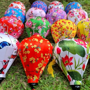 Vietnam bamboo silk lanterns 35cm -Set of 4 pcs- Personalization lanterns - Buyer choose shape and fabric - Wedding lanterns