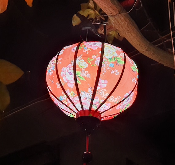 Set 2 Pcs of 35cm Bamboo Silk Lanterns for Wedding Decorative Hoi