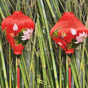 Vietnam bamboo silk lanterns Hand-painted on fabric lamp for Wedding decoration Garden decoration Hand painting lantern Custom made lanterns