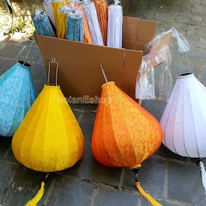 Set of 4 pcs large lanterns 90cm for Wedding party decoration - Hoi An silk lanterns for wedding tent decor - Big lanterns decorative