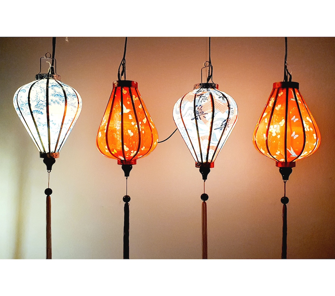 Set 4 Waterproof Lanterns 35cm Lanterns for Outdoor Hanging home Lamp