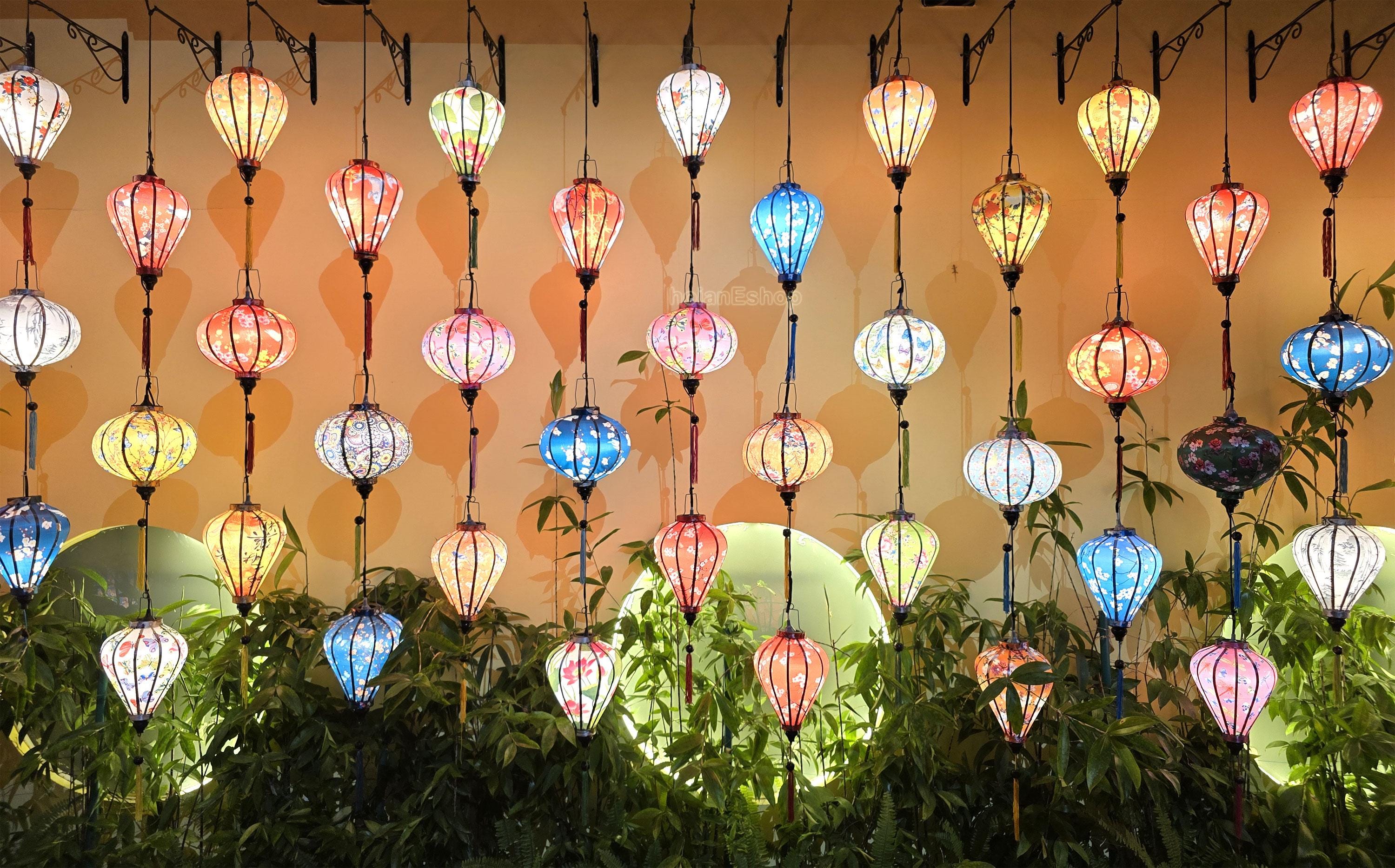 Set 50 pcs Vietnam Silk Lanterns 35 cm for Home Garden Decorations Wedding Party Decor Outside Garden Making Photo Backdrop Waterproof