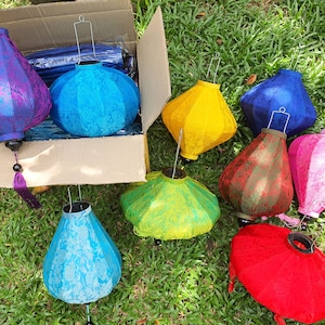Set of 20 pcs Vietnamese bamboo silk lanterns, lanterns for restaurant decor, wedding decorations, decor restaurant vietnam style