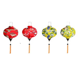 Silk Wedding Lanterns with 3D Flower Fabric (Set of 4)