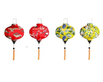 4 pcs wedding silk lanterns 35cm with 3D flower fabric - Buyer can choose color and shape- Peronalization lanterns