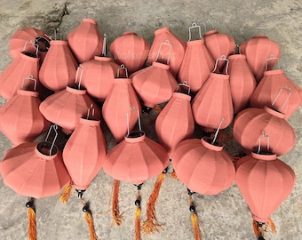 50 Faroles de seda y bambú de Hoi An - tamaño 35 cm - Formas variadas, decoración para bodas, fiestas, festivales y jardines exteriores.