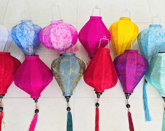 Set 12 pcs Hoi An Silk Lanterns 35cm for Wedding Decoration - Garden Party Decor - Kitchen decor - Living Room decor, - Bathroom decor
