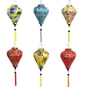 Set 6 Vietnamese lantaarns van 35 cm voor tuindecoratie - Hoi An-lantaarn voor hoteldecoratie - Restaurantlantaarns decor - Lantaarn voor feest