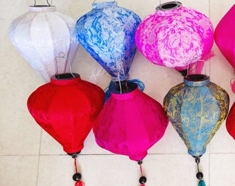 Set of 6 pieces of 35cm lanterns for wedding party - Vietnamese silk lanterns, Personalization lanterns with shape and colors