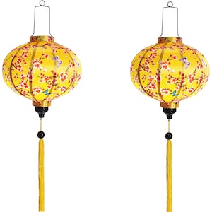 Set 2 pcs Vietnamese Bamboo Silk Lanterns for Wedding Party decoration - 3D Flower Lanterns for Outside Party decor - Lantern for Restaurant
