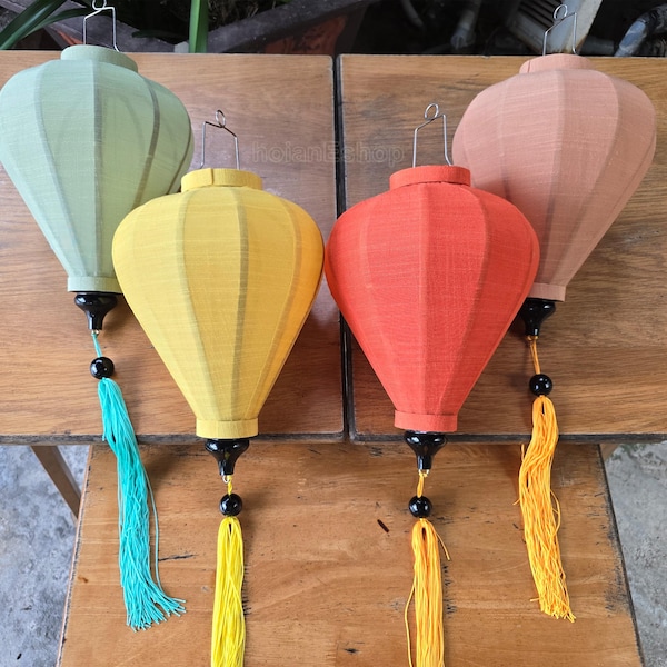 Vietnam Silk Lanterns (Set of 4): Mixed Colors, Cotton Fabric, Customized Shape and Color