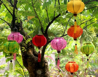 Set of 16 pcs mini Hoi an silk lanterns 10cm for wedding decorations, wedding gifts, bedroom decor, room decor,christmas gift, gifts for mom