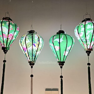 Hoi An Silk Lanterns: Floral Outdoor Wedding Decor, Set of 4