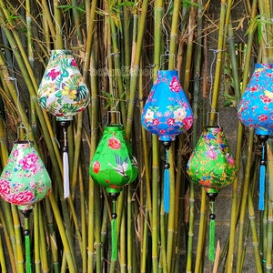 Set of 8 Hoi An bamboo silk lanterns 35cm - Personalization - Patio decoration - Wedding lanterns - Garden lanterns - Restaurant lanterns