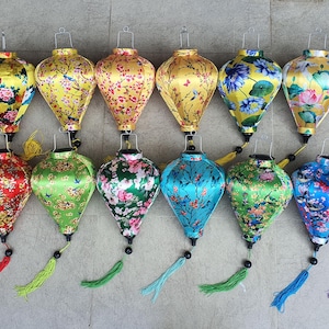 Set 16 Hoi An bamboo silk lanterns 35cm Restaurant decor Wedding decorations Home decor Garden decoration Vietnamese silk lantern