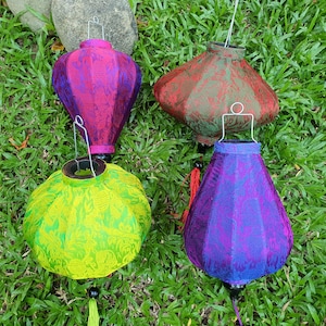 4 pcs bamboo silk lanterns for wedding decor, garden decor, home decor, ceiling decor