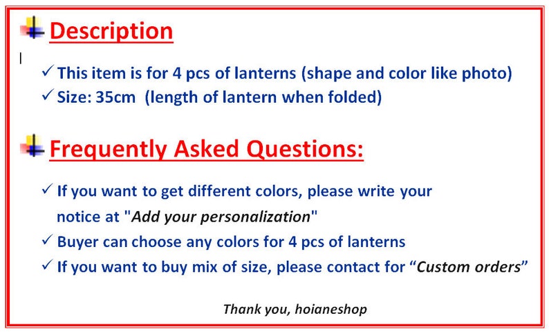 May include: Set of four paper lanterns, each 35 inches long when folded. The lanterns are in various colors and shapes, similar to the image.  The text "Add your personalization" is included in the image.