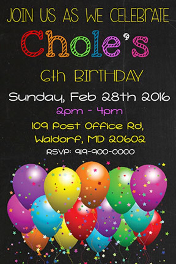 Rainbow Birthday Invitation Alvin And The Chipmunks Theme Etsy